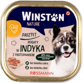 WINSTON Nature ,karma pełnoporcjowa mokra dla dorosłych psów, z indykiem i pasternakiem,przód