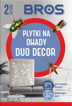 Opakowanie Bros Duo Decor, 2 dekoracyjne płytki na owady latające, z muchą, molem i komarem.