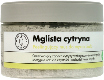 MANUFAKTURA PIĘKNA Mglista Cytryna ,mus do mycia ciała, peelingujący,przód