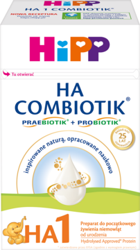 HIPP,mleko początkowe, hipoalergiczne, dla niemowląt, od urodzenia, HA 1,przód