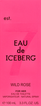 Różowe pudełko Iceberg Eau de Iceberg Wild Rose 100 ml, woda toaletowa dla kobiet, widok z przodu.