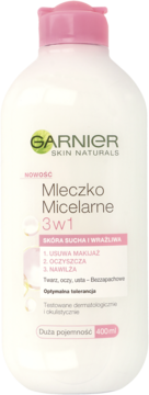 GARNIER,mleczko micelarne, 3w1 dla skóry suchej i wrażliwej,przód