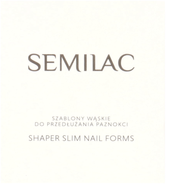 SEMILAC Szablony Wąskie do Przedłużania Paznokci, Shaper Slim Nail Forms, białe opakowanie z przodu.