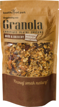 HEALTHY FOOD PARK ,granola, Nerkowiec i Migdał,przód