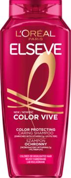 L'ORÉAL PARIS ELSEVE Color Vive ,szampon do włosów, ochronny, z czerwoną piwonią i filtrem UV, włosy farbowane lub z pasemkami,przód