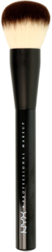 Pędzel NYX Professional Makeup PROB03 do makijażu, czarny uchwyt, dwukolorowe włosie, widok z przodu.