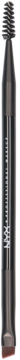 NYX Professional Makeup pędzel do makijażu nr 18, szary, metaliczny, z karbowaną końcówką, widok pionowy.