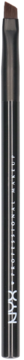 NYX Professional Makeup pędzel do makijażu nr 19. Ma czarny, cylindryczny trzonek i brązowe włosie, widok z przodu.