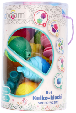TREFL BABY Lalaboom ,kulko klocki sensoryczne, zestaw 5w1, 24 elementy, 10-36m+,przód