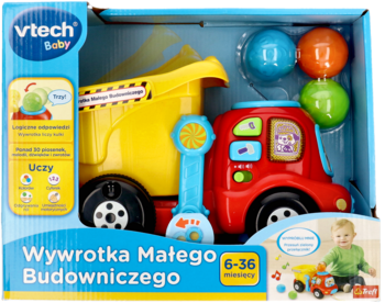 VTECH BABY,zabawka, Wywrotka Małego Budowniczego, 6-36m,przód