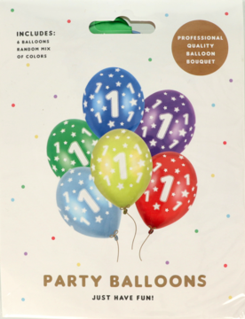 PARTY DECO,balony lateksowe, cyfra 1,przód