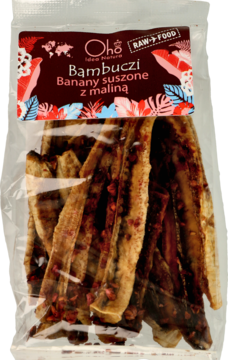 OHO IDEA NATURA ,banany suszone z maliną,przód