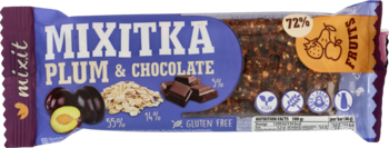 MIXIT MIXITKA,batonik śliwkowy, z daktylami i czekoladą,przód