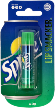 Zielony balsam Lip Smacker Sprite w blistrze stylizowanym na puszkę, z widocznym logo, widok z przodu.