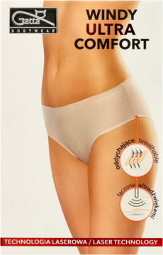 Nude Gatta Windy Ultra Comfort figi, laserowo cięte, bezszwowe, oddychające, noszone przez modelkę.