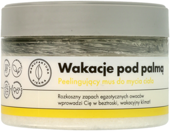 MANUFAKTURA PIĘKNA Wakacje pod Palmą ,mus do mycia ciała, peelingujący,przód