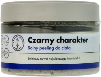 MANUFAKTURA PIĘKNA Czarny Charakter ,peeling do ciała, solny,przód