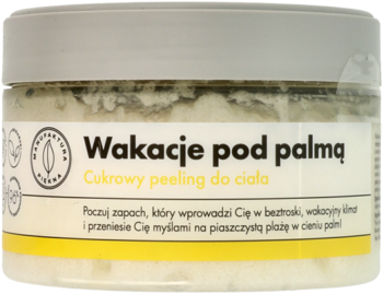 MANUFAKTURA PIĘKNA Wakacje pod Palmą ,peeling do ciała, cukrowy,przód