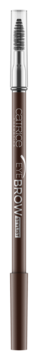 Brązowa dwustronna kredka do brwi Catrice Eye Brow Stylist 025 Perfect BROWn ze szczoteczką, widok z przodu.