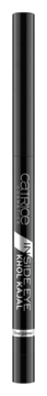 Czarna kredka Catrice Inside Eye Khol Kajal do linii wodnej oka, z białymi napisami i srebrnym detalem, widok z przodu.