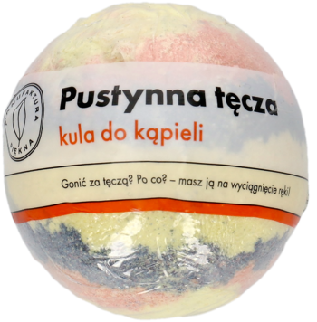 Pustynna tęcza kula do kąpieli, okrągła, wielokolorowa (żółć, czerwień, szarość), w przeźroczystej folii.