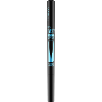 Catrice It's Easy Tattoo Liner, czarny wodoodporny eyeliner w pisaku z niebieskim logo i widocznym aplikatorem, frontalny widok.