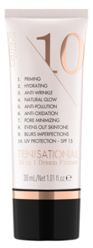Catrice TEN!SATIONAL 10 in 1 Dream Primer w jasnoróżowej tubce z czarną nakrętką, widok z przodu.