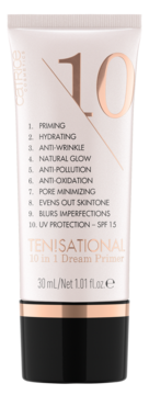 Catrice TEN!SATIONAL 10 in 1 Dream Primer w jasnoróżowej tubce z czarną nakrętką, widok z przodu.