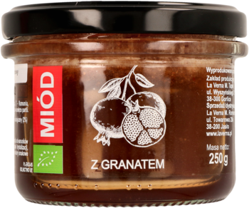 LA VERNA ,miód wielokwiatowy z granatem,przód