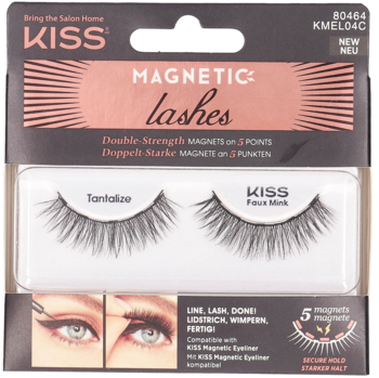 Magnetyczne rzęsy KISS Tantalize w opakowaniu z 5 magnesami, widok z przodu.
