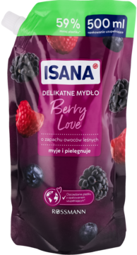 ISANA ,mydło w płynie, delikatne, Berry Love, zapas,przód