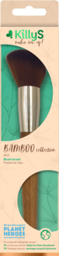 Pędzel do różu KillyS Bamboo Collection, z ukośnym włosiem i bambusową rączką, w ekologicznym opakowaniu.