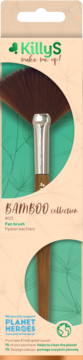 KillyS Bamboo Fan brush w beżowym, ekologicznym opakowaniu. Widoczny pędzel z brązowym włosiem i bambusową rączką.