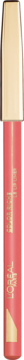 Konturówka L'Oréal Paris Color Riche, różowo-koralowa z złotą skuwką i pionowym napisem, widok z przodu.