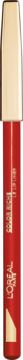 Czerwona konturówka L'Oréal Paris Color Riche, widoczna pionowo, ze złotym korkiem i napisem.