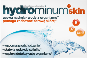Hydrominum Skin suplement diety, usuwa nadmiar wody z organizmu i wspiera zdrową skórę. Z wit. A, E i cynkiem.