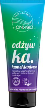 OnlyBio Hair Balance odżywka humektantowa w pionowej tubce, zielono-fioletowy gradient, widok z przodu.