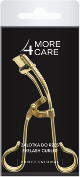 Złota zalotka do rzęs 4 MORE CARE w czarnym opakowaniu, widok z przodu, napis PROFESSIONAL.