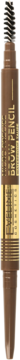 Automatyczna kredka do brwi Micro Precision Brow Pencil, brązowa z złotym napisem, widok szczoteczki.