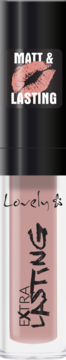 Matowa pomadka płynna Lovely Extra Lasting, kolor jasny róż, w transparentnej tubce, widok z przodu.