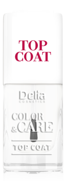 DELIA COSMETICS Color&Care ,lakier do paznokci, Top coat,przód