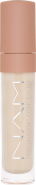 Wegański korektor MNMN PRO SHAPING CONCEALER o jasnym odcieniu, w przezroczystej butelce z beżową zakrętką.