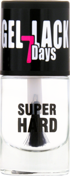 Ados Gel Lack 7 Days utwardzacz do paznokci w bezbarwnej butelce z czarną nakrętką, napis SUPER HARD.