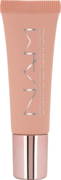 NAM Creamy Eyeshadow Base w jasnoróżowej tubce z metalicznym, różowo-złotym wieczkiem, widok z przodu.