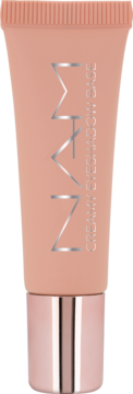 NAM Creamy Eyeshadow Base w jasnoróżowej tubce z metalicznym, różowo-złotym wieczkiem, widok z przodu.