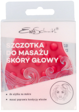 Ewa Schmitt szczotka do masażu skóry głowy w białym opakowaniu, widoczne czerwone końcówki masujące.