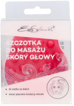 Ewa Schmitt szczotka do masażu skóry głowy w białym opakowaniu, widoczne czerwone końcówki masujące.