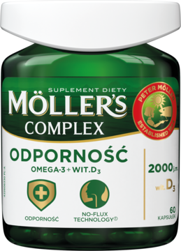 MÖLLER'S Complex ,kapsułki, Omega-3 + wit.D3 suplement diety,przód
