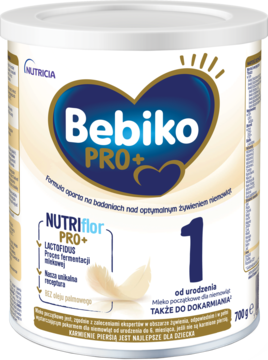 BEBIKO NUTRIflor PRO+ 1,mleko początkowe dla niemowląt, od urodzenia, 1,przód