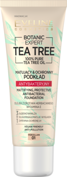 EVELINE COSMETICS ,matujący i ochronny podkład antybakteryjny do twarzy nr 01 Porcellain,przód